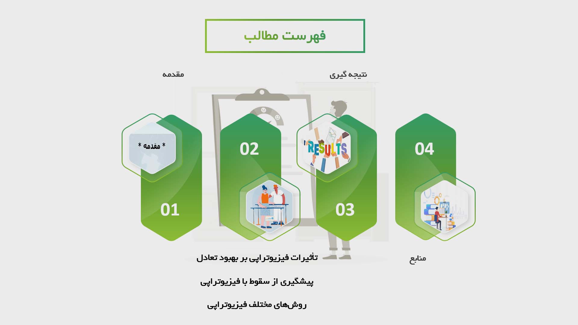 پاورپوینت در مورد أثیرات فیزیوتراپی بر بهبود تعادل و پیشگیری از سقوط در سالمندان مبتلا به بیماری پارکینسون